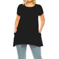thumbnail image 1 of Women's Plus Size Casual Solid Short Sleeve Round Neck Tunic Tops with Side Pockets, 1 of 6