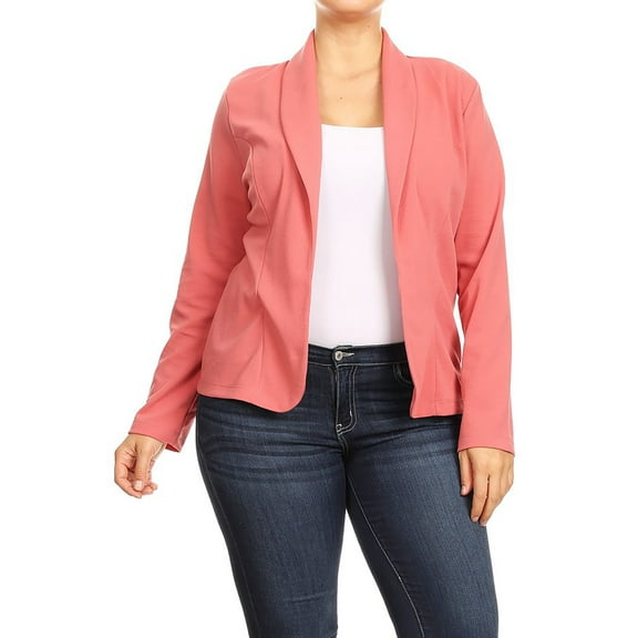 Women's Plus Size Casual Solid Long Sleeve Blazer Cardigan Jacket