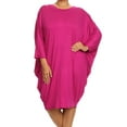 thumbnail image 1 of Women's Plus Size Casual Solid Loose Fit 3/4 Sleeve Dolman Sleeve Midi Dress, 1 of 5