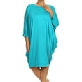 thumbnail image 1 of Women's Plus Size Casual Solid Loose Fit 3/4 Sleeve Dolman Sleeve Midi Dress, 1 of 5