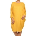 thumbnail image 1 of Women's Plus Size Casual Solid Loose Fit 3/4 Sleeve Dolman Sleeve Midi Dress, 1 of 5