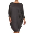 thumbnail image 1 of Women's Plus Size Casual Solid Loose Fit 3/4 Sleeve Dolman Sleeve Midi Dress, 1 of 5