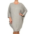 thumbnail image 1 of Women's Plus Size Casual Solid Loose Fit 3/4 Sleeve Dolman Sleeve Midi Dress, 1 of 5