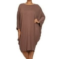 thumbnail image 1 of Women's Plus Size Casual Solid Loose Fit 3/4 Sleeve Dolman Sleeve Midi Dress, 1 of 5