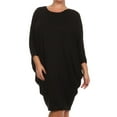 thumbnail image 1 of Women's Plus Size Casual Solid Loose Fit 3/4 Sleeve Dolman Sleeve Midi Dress, 1 of 5
