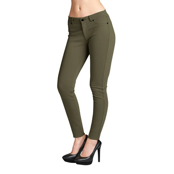 Women's Plus Size Casual Solid Slim Fit High Waist Long Pants with Button Closure