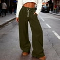 thumbnail image 1 of Women's Plus Size Casual Sweatpants Drawstring Wide Leg Pants Lightweight Sports Trousers with Pockets Army Green XL, 1 of 9