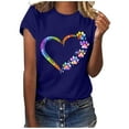 thumbnail image 1 of Women's Plus Size Casual T-Shirt Short Sleeve Cute Heart Print Classic-Fit Pullover Tops, 1 of 6