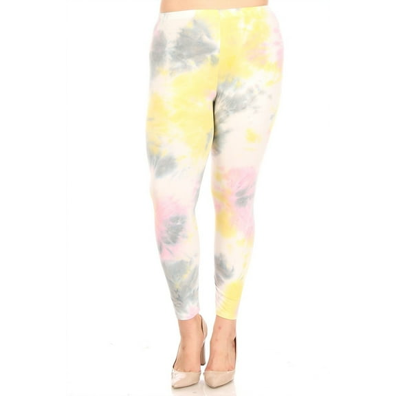 Women's Plus Size Casual Tie Dye and Solid Color Elastic Band Waist Active Leggings Pants S-3XL