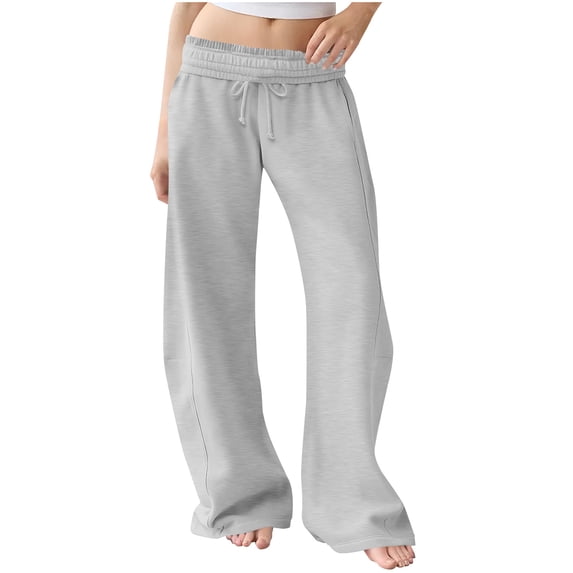 Women's Plus Size Casual Wide Leg Pants Solid-Color Wide Leg Baggy Sweat Pants with Pockets Loose and Comfortable for Home Leisure