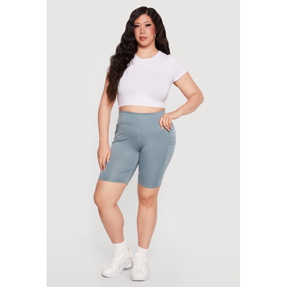 Women's Plus Size Cell Phone Pocket Biker Shorts