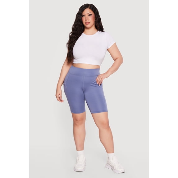Women's Plus Size Cell Phone Pocket Biker Shorts