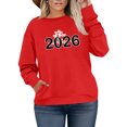thumbnail image 1 of Women's Plus Size Christmas 2026 New Year Printed Sweatshirt, Long Sleeve Casual Pullover Top, HAPPY NEW YEAR Graphic Fashion Hoodie,Red,3XL, 1 of 5