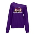 thumbnail image 1 of Women's Plus Size Christmas Printed Casual Long Sleeve Top Asymmetric Shoulder Loose Fit Holiday Pullover Blouse Tunic, 1 of 2