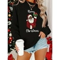 thumbnail image 1 of Women's Plus Size Christmas Santa Claus Graphic Sweatshirt - Casual Long Sleeve Crew Neck, Machine Washable Polyester for Fall & Winter, 1 of 6