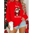 thumbnail image 1 of Women's Plus Size Christmas Santa Claus Graphic Sweatshirt - Casual Long Sleeve Crew Neck, Machine Washable Polyester for Fall & Winter, 1 of 6