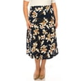 thumbnail image 1 of Women's Plus Size Classic Floral Print Flared Lightweight Midi A-line Skirt, 1 of 5