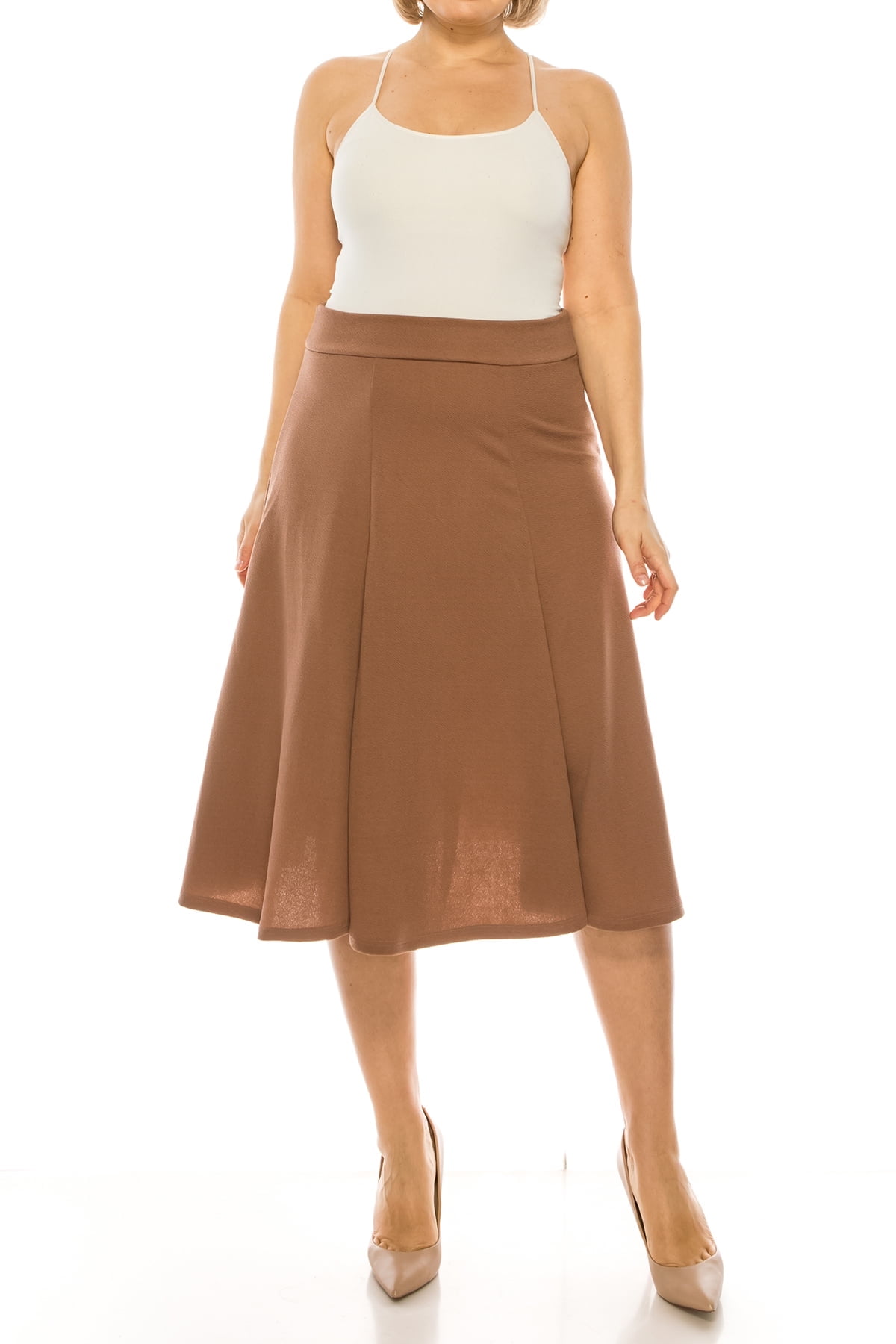 Plus size Solid A-line Knee Length Skirt