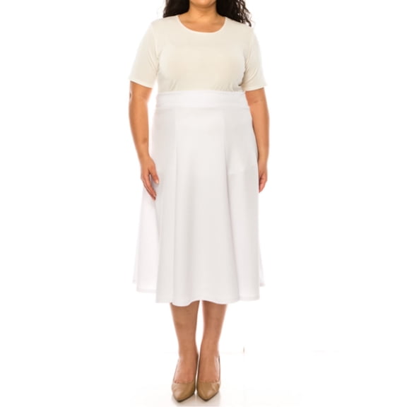 Women's Plus Size Classic Solid Flared Lightweight Midi A-line Skirt