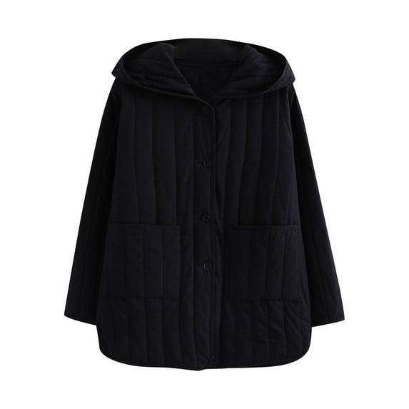 Women's Plus Size Coat Hooded Jackets for Women Pockets Long Sleeve Solid Color Casual Puffer Jacket Coats