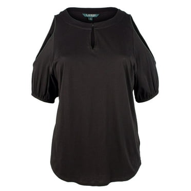 Women's Plus Size Cold-Shoulder Keyhole Top-PB-2X