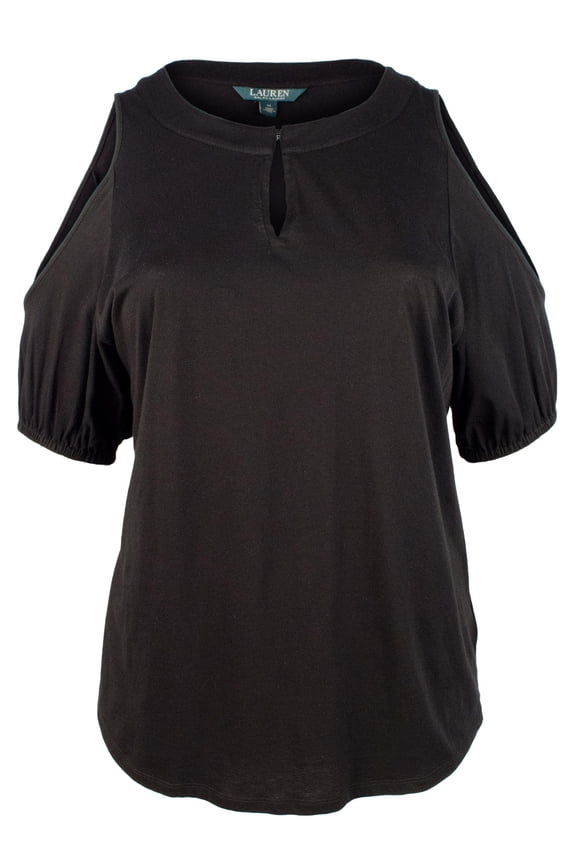 Women's Plus Size Cold-Shoulder Keyhole Top-PB-2X