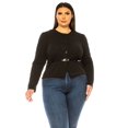 thumbnail image 1 of Women's Plus Size Collarless Button Down Jacket with Belt Accent, 1 of 7