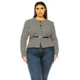 thumbnail image 1 of Women's Plus Size Collarless Button Down Jacket with Belt Accent, 1 of 1