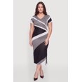 thumbnail image 1 of Women's Plus Size Color Blocked Side Slit Midi Sweater Dress, 1 of 3