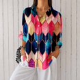 thumbnail image 1 of Women's Plus Size Colorful Chevron Print Button Down Shirt, Long Sleeve Collared Casual Blouse, 1 of 5