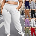 thumbnail image 1 of Women's Plus Size Comfy Lounge Pants High Waisted Joggers Pants with Side Pockets Elastic Drawstring Waist for Yoga Casual Home Wear, 1 of 6