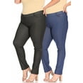 thumbnail image 1 of Women's Plus Size Comfy Slim Pocket Jeggings Jeans Pants with Button (Pack of 2) Female, 1 of 7