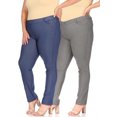 thumbnail image 1 of Women's Plus Size Comfy Slim Pocket Jeggings Jeans Pants with Button (Pack of 2), 1 of 7