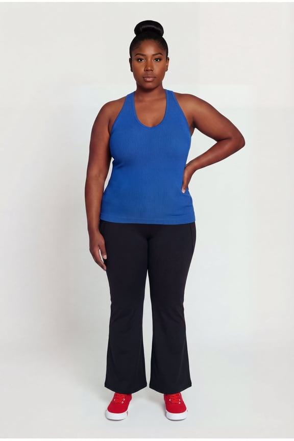 Women's Plus Size Compression Rib Seamless Halter Top