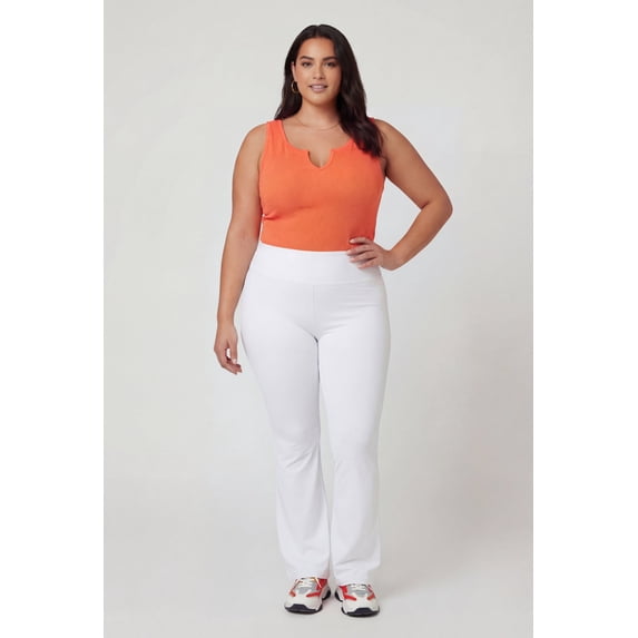 Women's Plus Size Compression Rib Seamless Notch Neck Tank Top