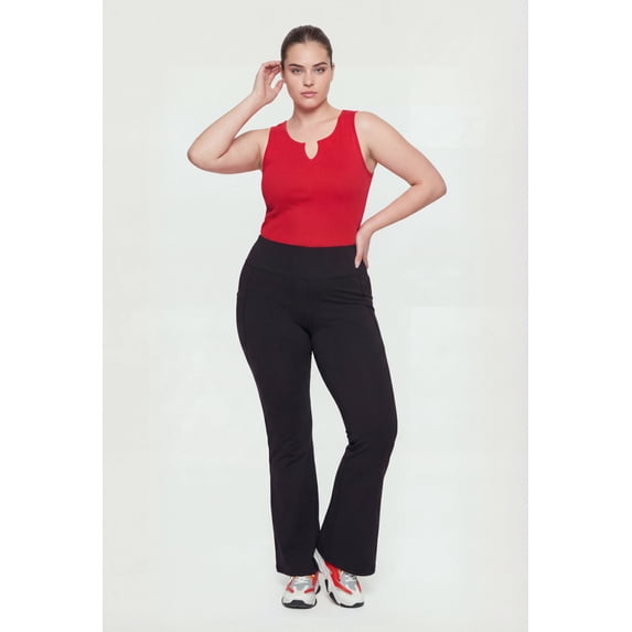 Women's Plus Size Compression Rib Seamless Notch Neck Tank Top