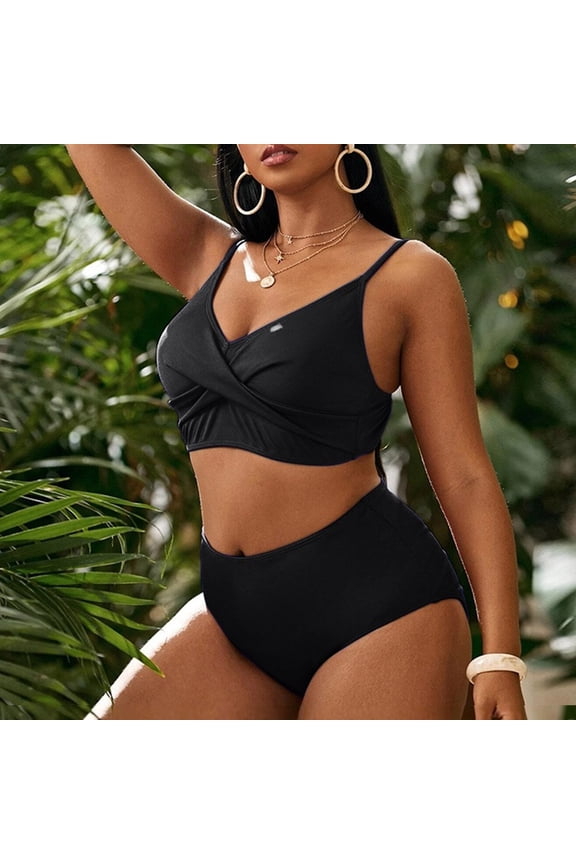 Women's Plus Size Conservative Bikini Set with Adjustable Straps and Removable Padded Cups for Beach and Pool