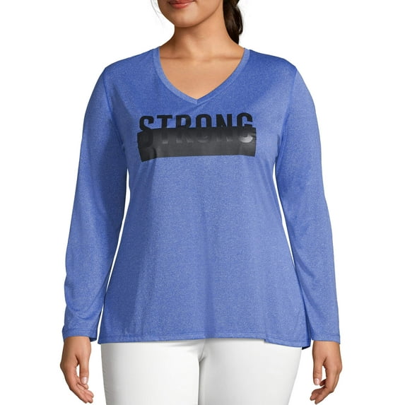 Women's Plus Size Cooldri Long Sleeve Graphic V-neck