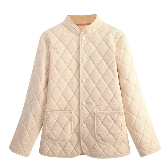 Women's Plus Size Corduroy Floral Print Fleece Warm Jacket Casual Long Sleeve Button Down Outwear Coat With Pockets