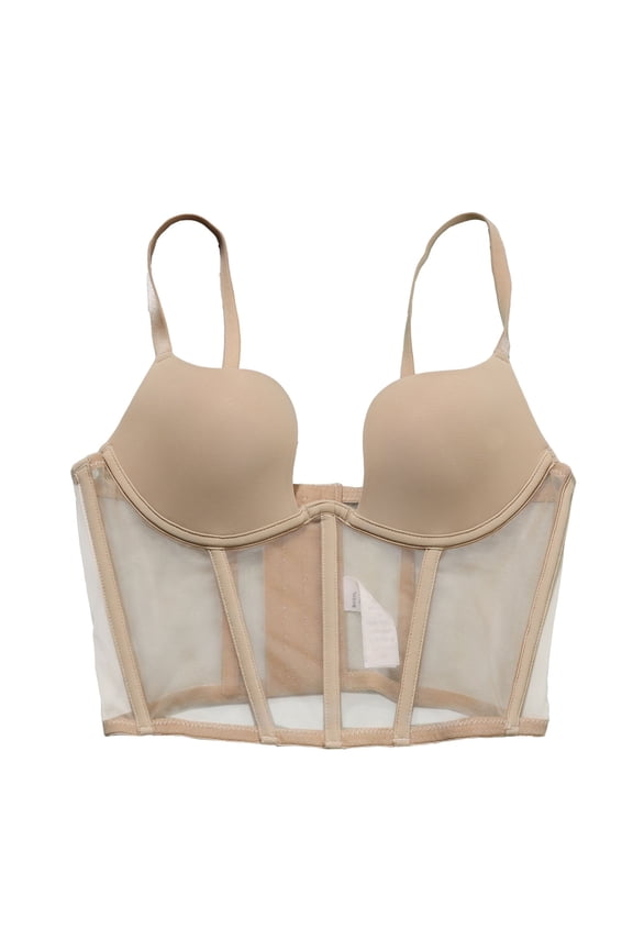 Women's Plus Size Corset Bra Sexy Plunge Mesh Push Up Bustier Crop Top Club Party Vest Tank Bras