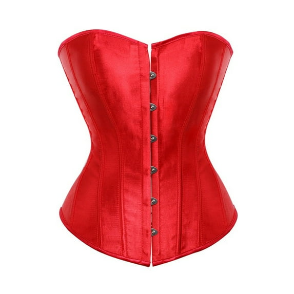 Women's Plus Size Corset Bustier Overbust Top Satin Waist Cincher Lace up Boned Bustier Underbust Corset Retro Bustier Overbust