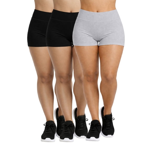 Women's Plus Size Cotton Legging Shorts High Waist 12 Inch Outseam Soft Stretch 3 Pack