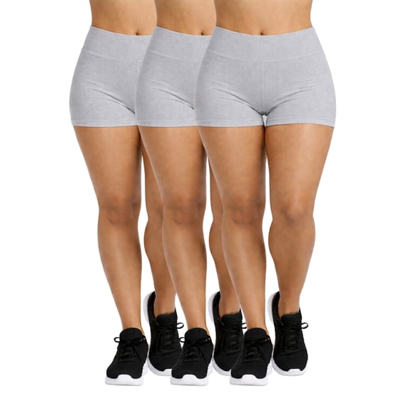 Women's Plus Size Cotton Legging Shorts High Waist 12 Inch Outseam Soft Stretch 3 Pack