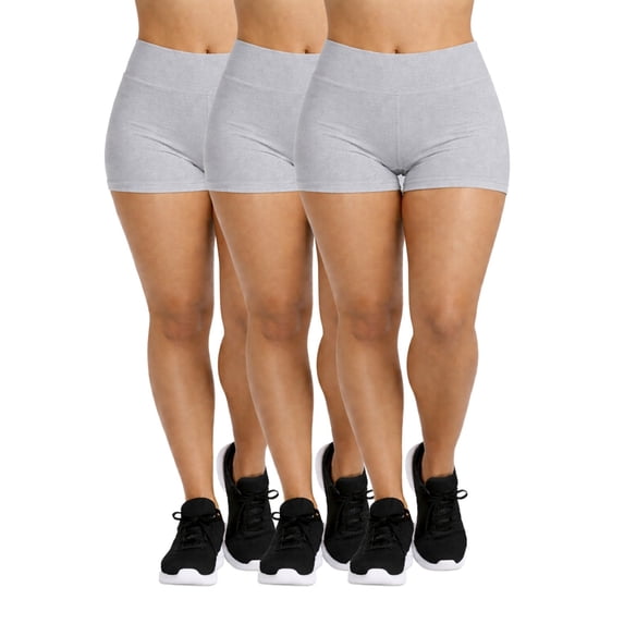 Women's Plus Size Cotton Legging Shorts High Waist 12 Inch Outseam Soft Stretch 3 Pack