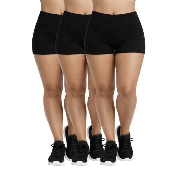 Women's Plus Size Cotton Legging Shorts High Waist 12 Inch Outseam Soft Stretch 3 Pack