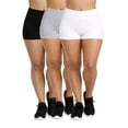 thumbnail image 1 of Women's Plus Size Cotton Legging Shorts High Waist 12 Inch Outseam Soft Stretch 3 Pack, 1 of 3