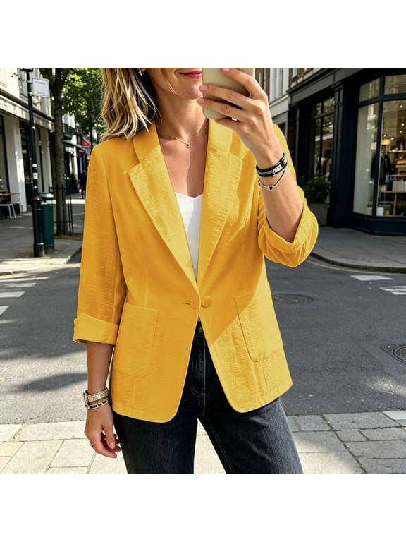 Women's Plus-Size Cotton-Linen Mid-Length Blazer Korean-Style Loose Casual And Stylish Jacket