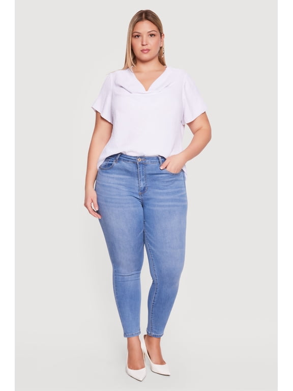 Women's Plus Size Cowl Neck Crepe Knit Blouse