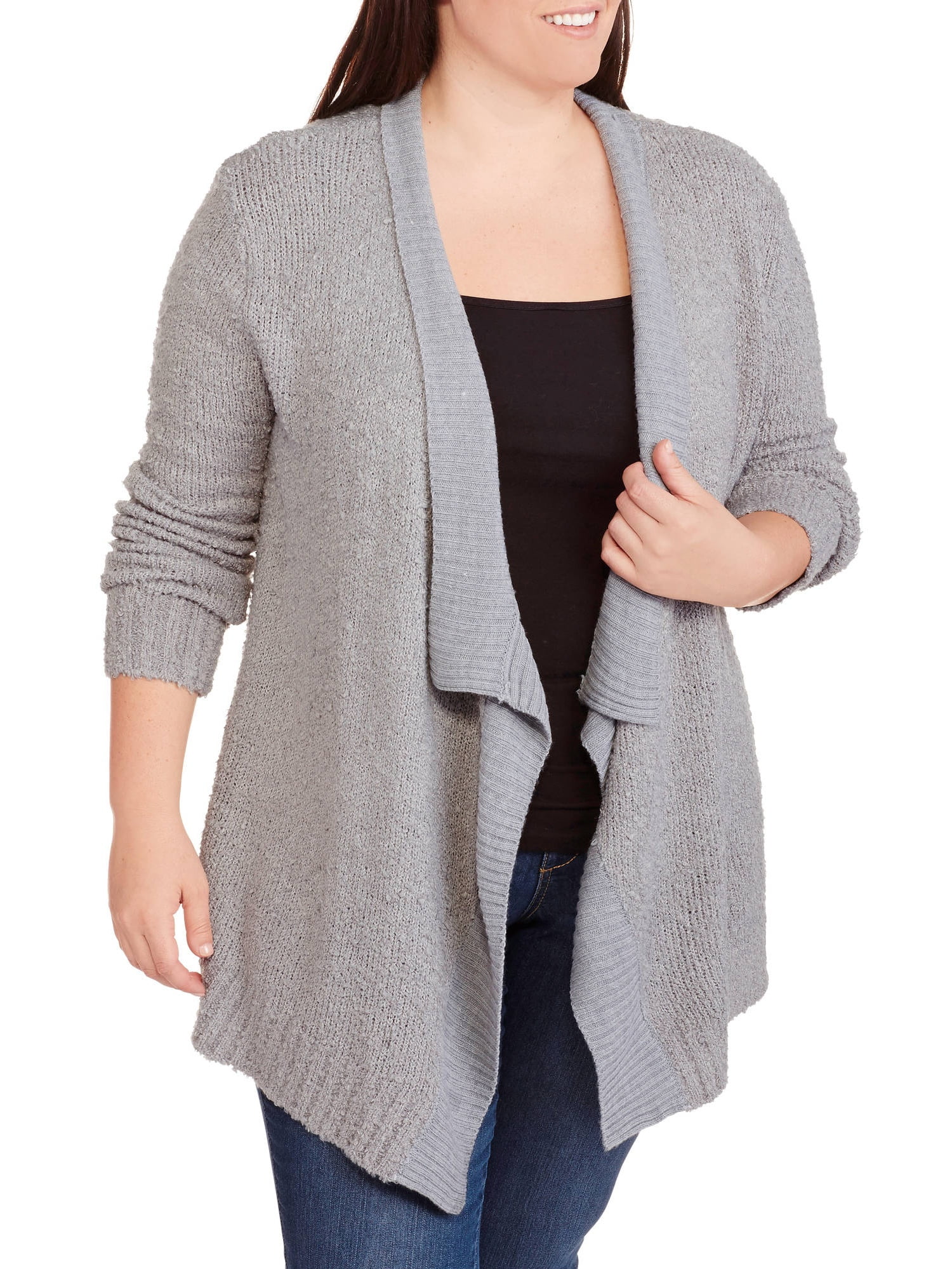 Women's Plus-Size Cozy Long Sleeve Sweater Cardigan - Walmart.com