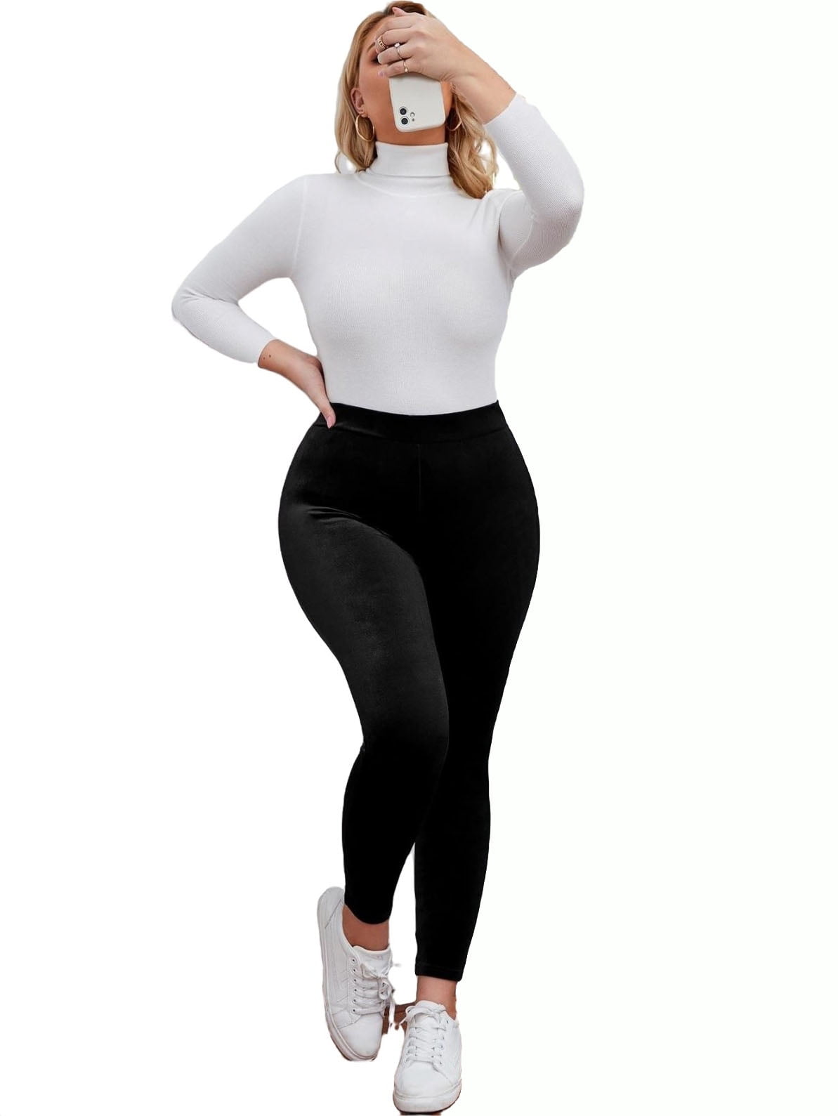 Women's Plus Size Cozy Velour Leggings High Waist Soft Warm Velvet Stretch  Seamless Yoga Pants 0XL(12) 